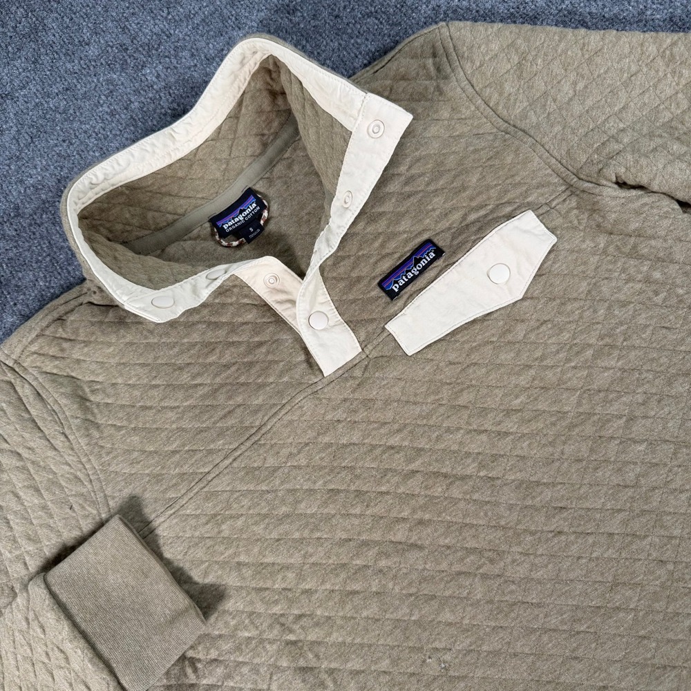 Patagonia Mens Organic Cotton Quilt Snap-T Pullover Khaki Tan 25282 Small #4998